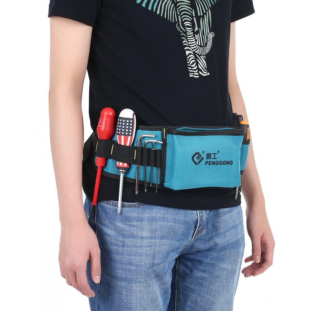 Multi-functional Waist Tool Bag Pockets Pouch Organizer Oxford Canvas Chisel Repairing with Belt