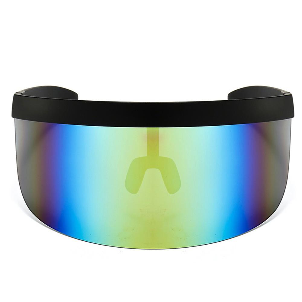 Oversize Sunglasses Retro Futuristic Shield Visor Face Mask Colorful Sun-proof Dust-proof Anti-spray Goggles Side