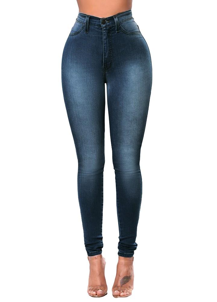 Women Skinny Denim Jeans Classic High Waist Washed Slim Pants Tights Pencil Trousers