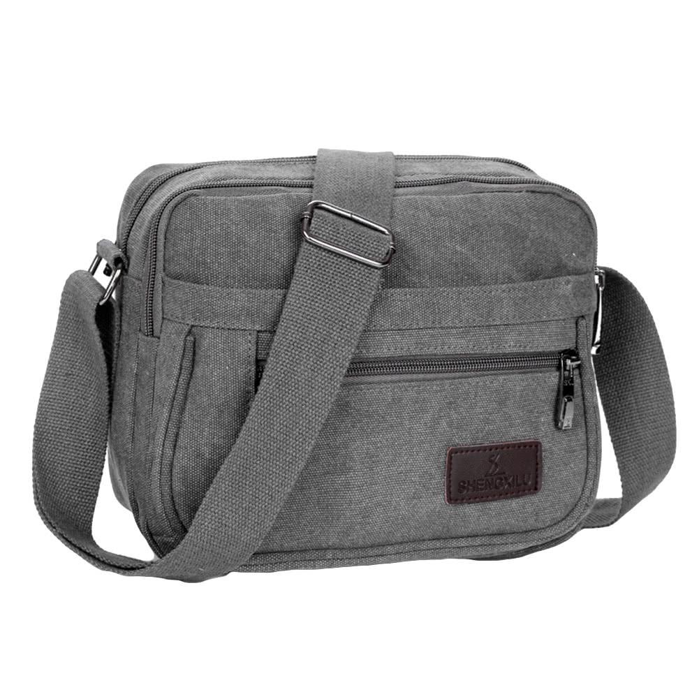 New Fashion Unisex Canvas Crossbody Bag Zipped Pocket Casual Travel Outdoor Small Shoulder Bag