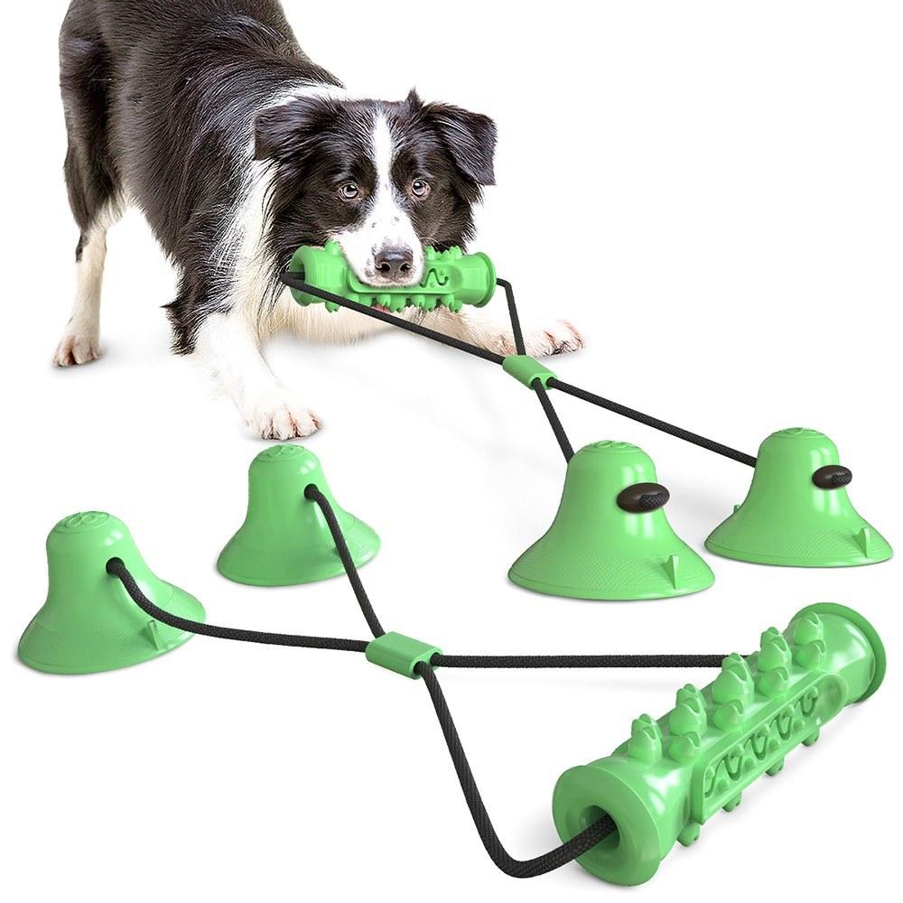 Dog Molar Bite Chew Toy Rope Pull Interactive with Suction Cup for Pulling Chewing Teeth Cleaning