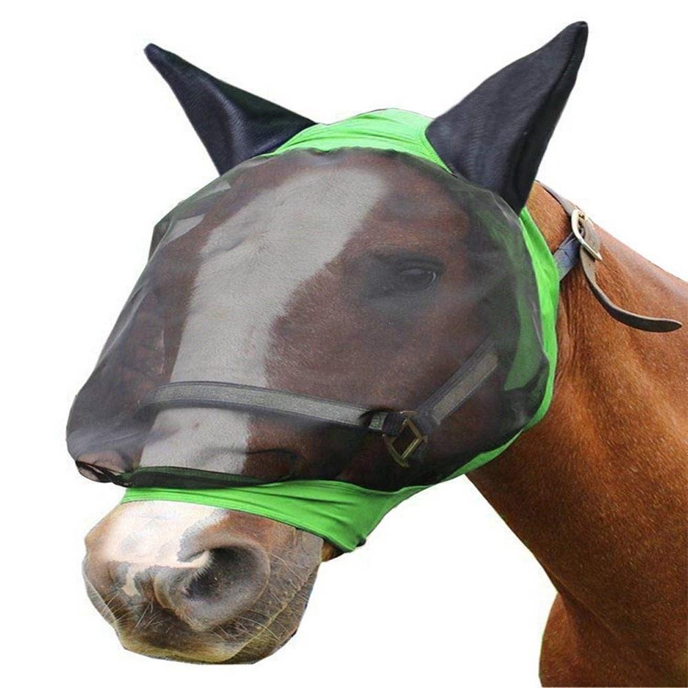 Horse Fly Mask Ear Cover Full Face Armour Mesh