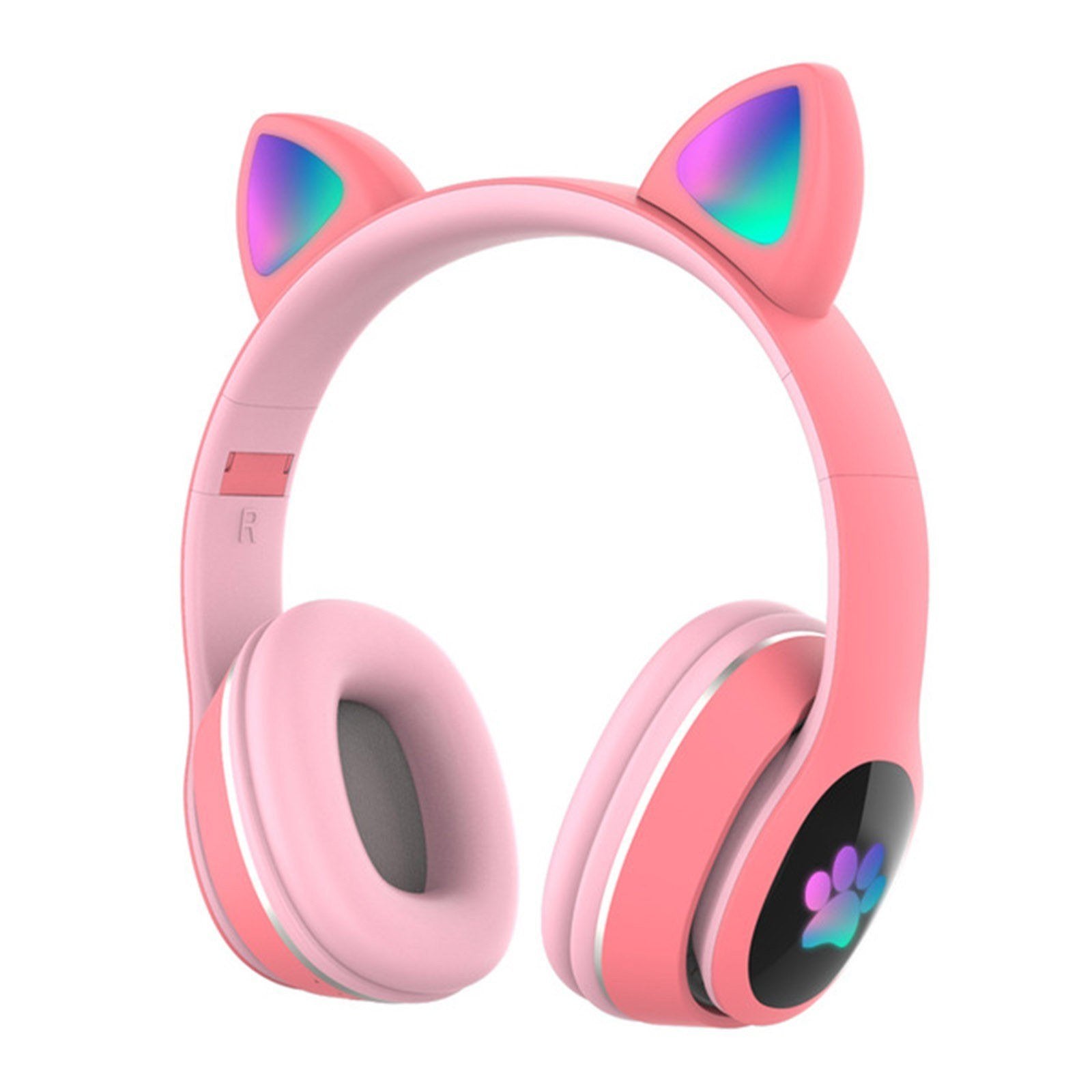 Over Ear Music Wireless Headset Glowing Cat Headphones 7 Color Breathing Lights