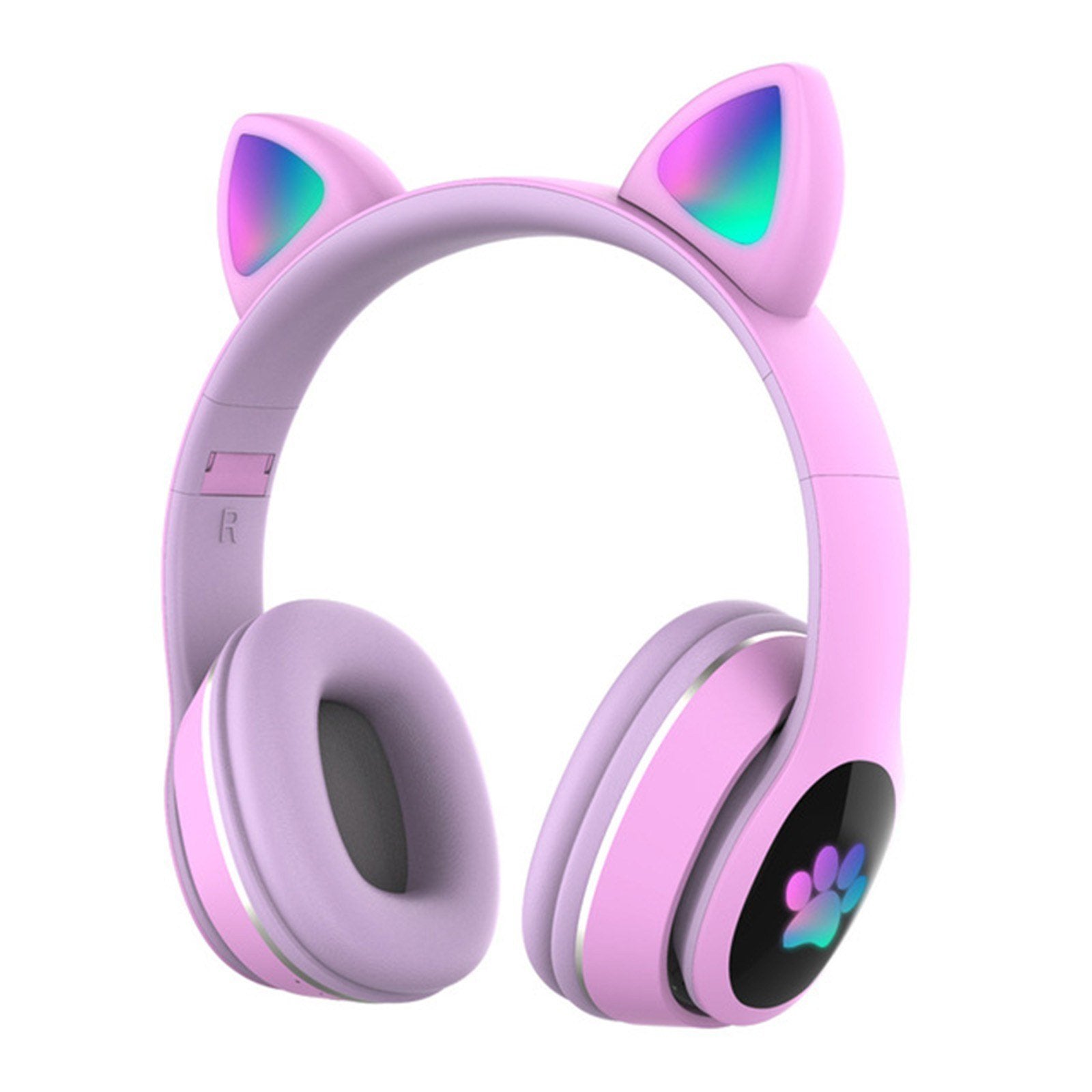 Over Ear Music Wireless Headset Glowing Cat Headphones 7 Color Breathing Lights