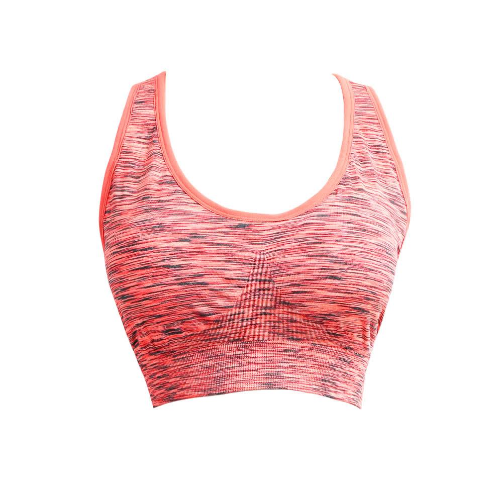 Women Fitness Yoga Sports Bra Contrast Padded Wire Free Seamless Push Up Running Gym Racerback Vest Top