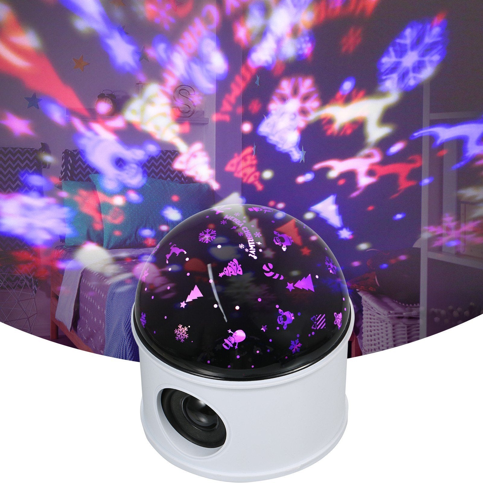 LEDs Ball Light Projector Light BT Music Speaker Player 360° Rotation Projector for Bedroom DJ Party Lamp USB Powered Projector Night Light