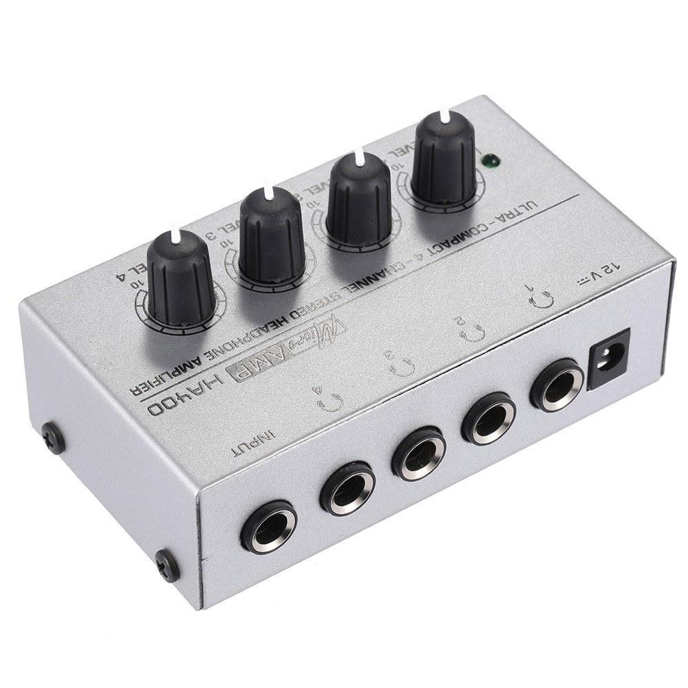 Ultra-compact 4 Channels Mini Audio Stereo Headphone Amplifier with Power Adapter