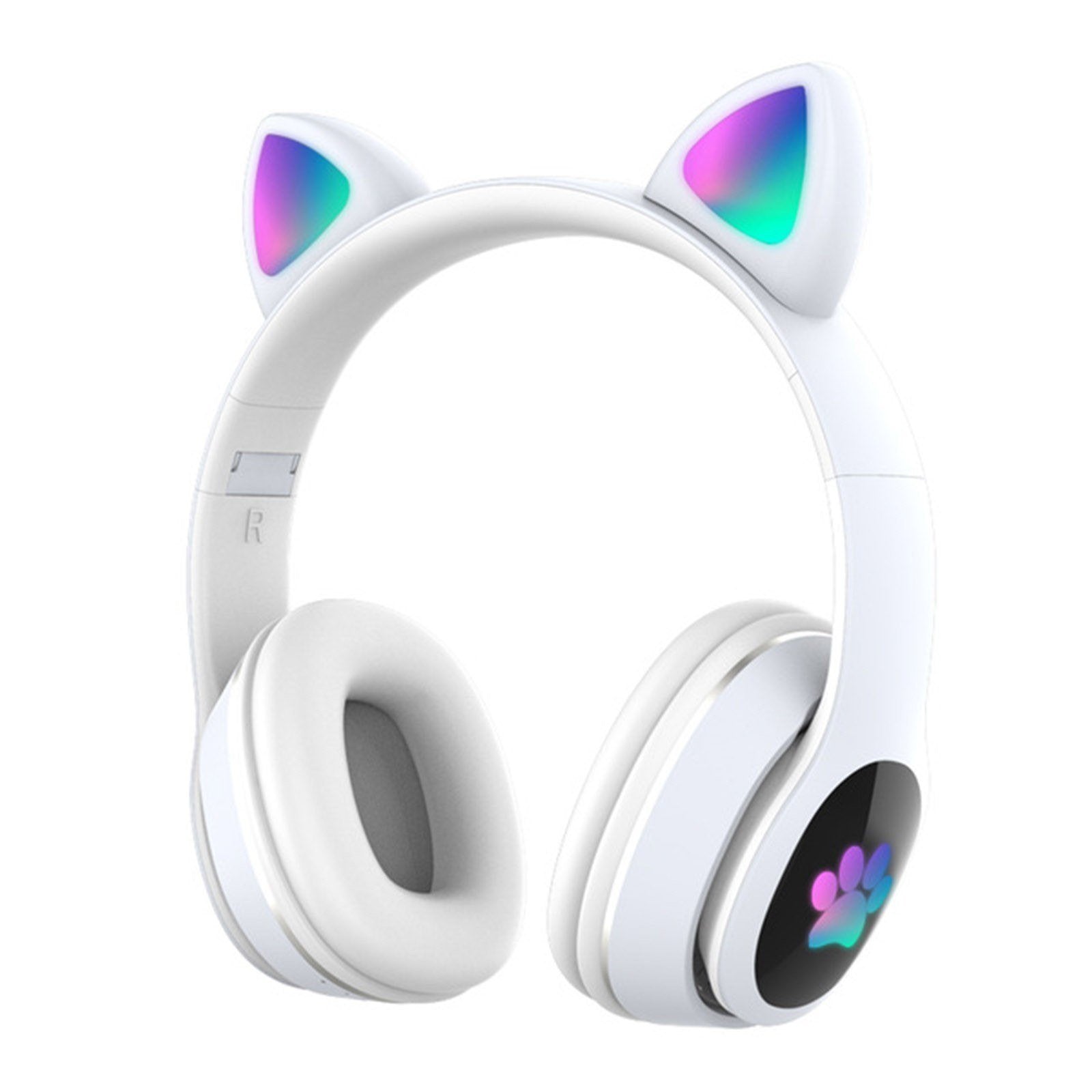 Over Ear Music Wireless Headset Glowing Cat Headphones 7 Color Breathing Lights