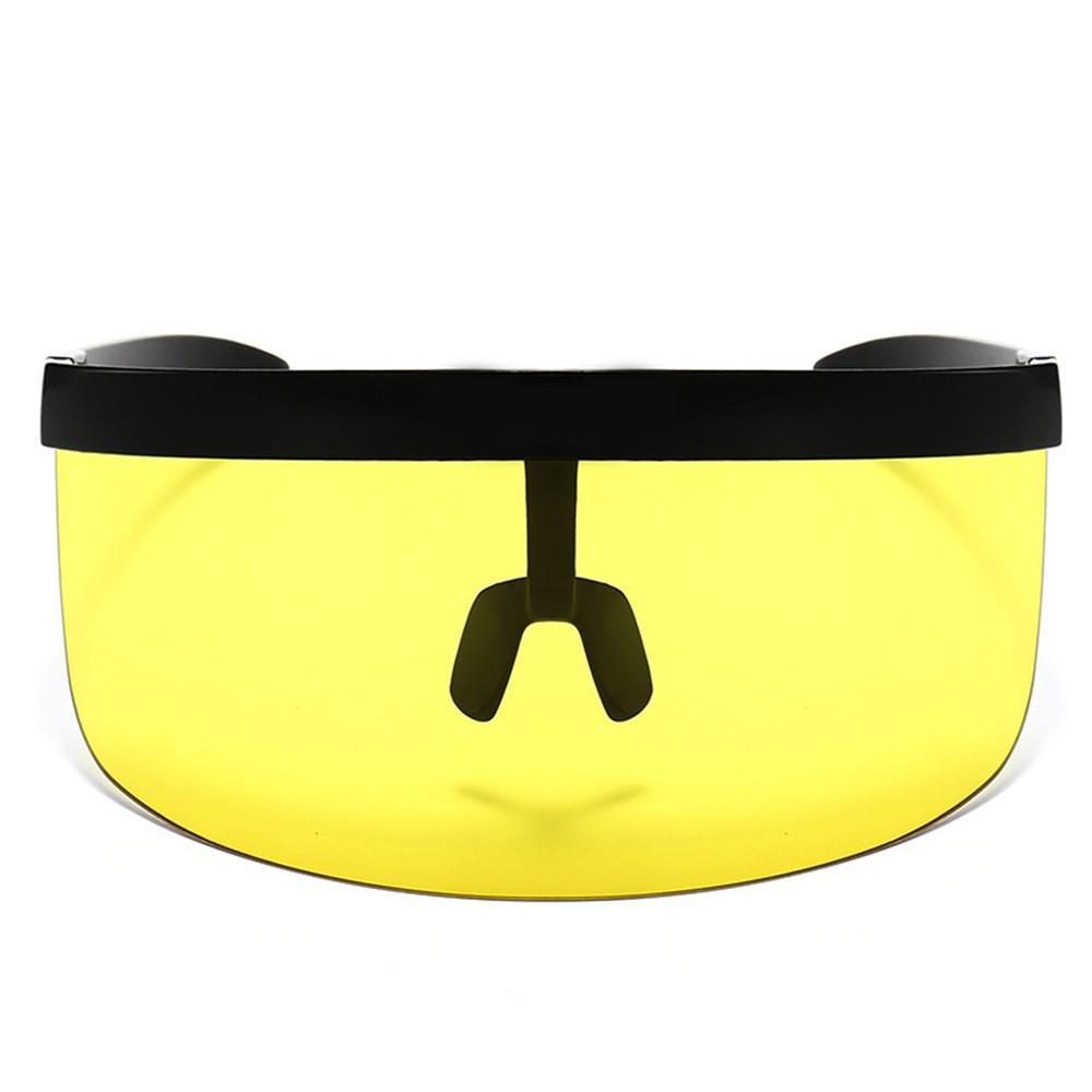 Oversize Sunglasses Retro Futuristic Shield Visor Face Mask Colorful Sun-proof Dust-proof Anti-spray Goggles Side